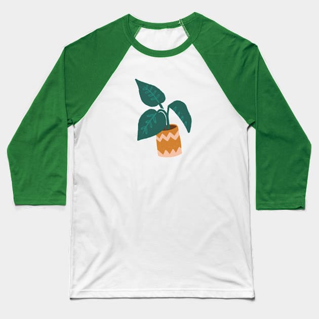 Small Houseplant Baseball T-Shirt by latheandquill